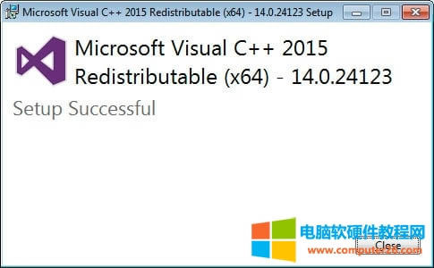 Microsoft Visual C++2015 ٷ  Windows ʾиĻ뵥  ť ɺ󣬳ʾһϢ˵ѳɹװ