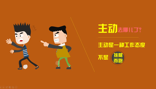 工作态度去哪儿了——卡通场景动画演示ppt模板,主题模板 - 本站