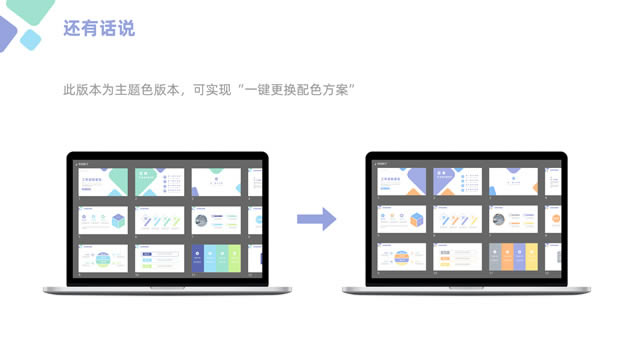 蓝绿紫小清新几何风工作述职报告ppt模板