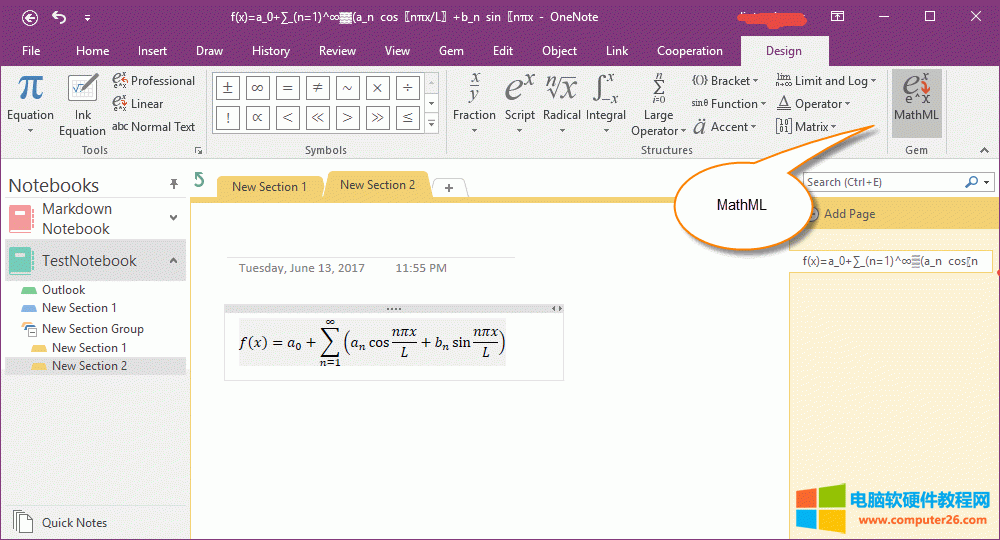   OneNote ʽиƳ MathML
