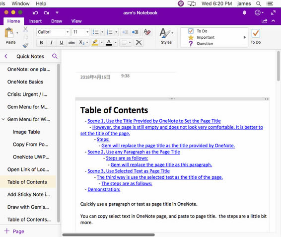 ʹ䱦˵ֱӰ Mac OneNote ѡеĶ䣬Ϊҳı⡣