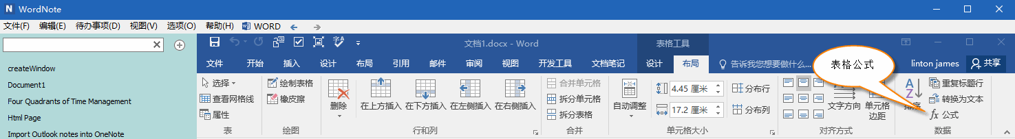 Word ıֹ֧ʽģ WordNote 󣬾ͿڵԪв빫ʽ