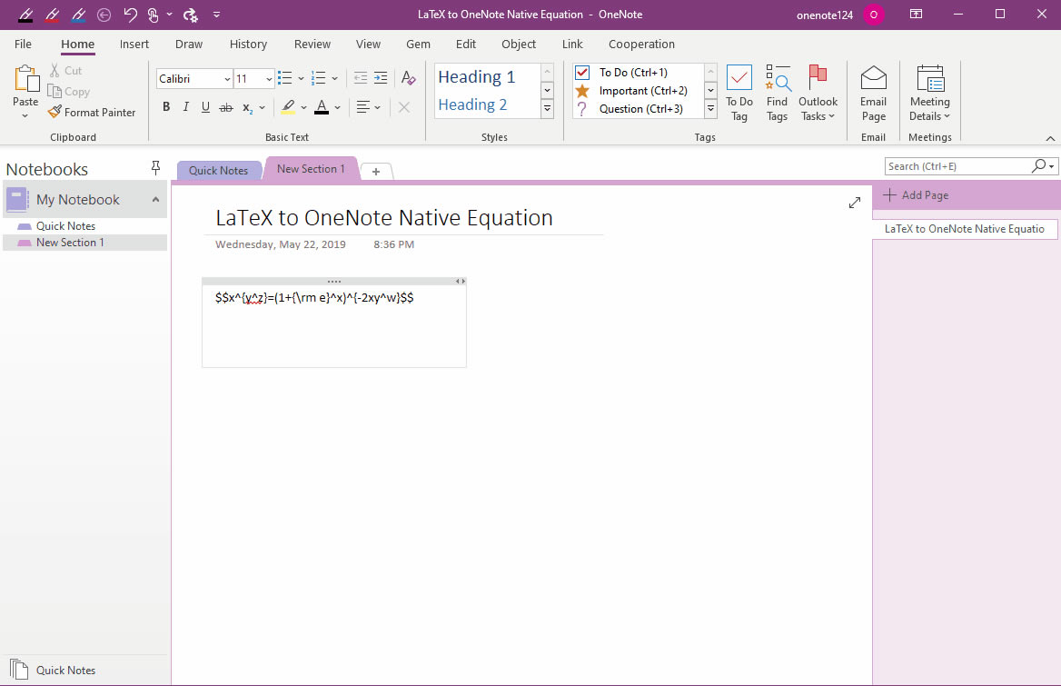 ҳ LaTeX ʽͨ Gem תΪ OneNote ԭʽ